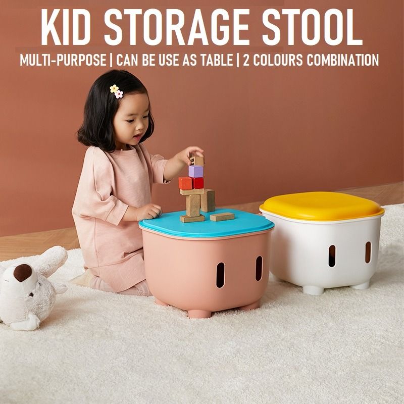 Kid Storage Stool Chair with Lid Multi Purpose Table Kids Children Book Toy Storage Box LSAQ08 Furniture Home Living Home Improvement Organisation Storage Boxes Baskets on Carousell