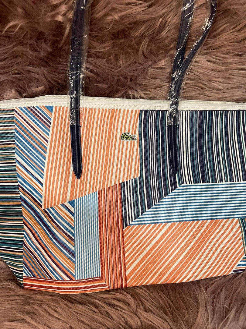 LACOSTE Tote Bag (Blue Stripes), Women's Fashion, Bags & Wallets, Tote