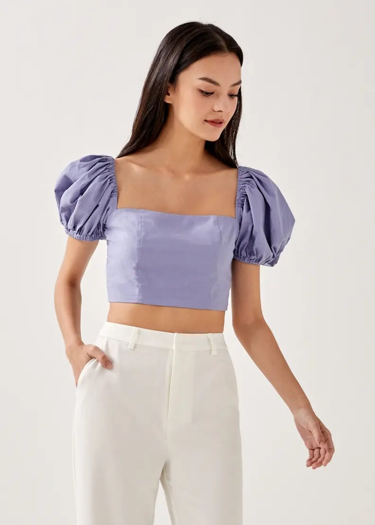 LB Runa Puff Sleeve Bustier Top, Women's Fashion, Tops, Blouses on Carousell