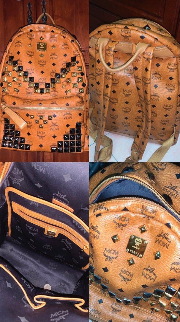 Mcm leather backpack discount