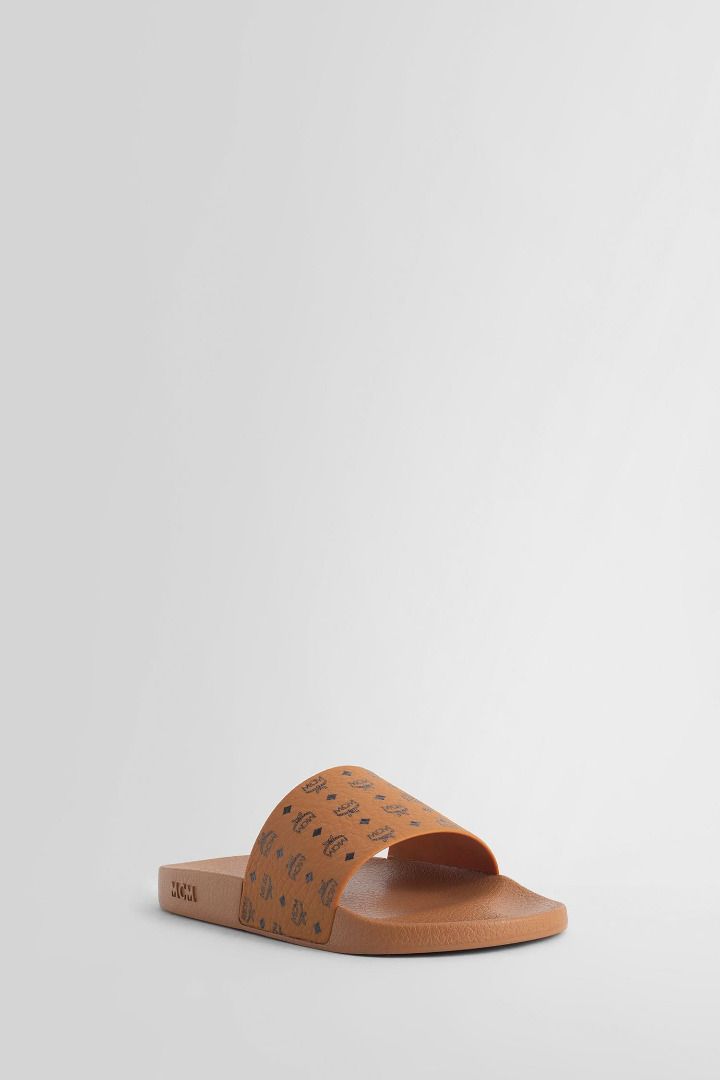 MCM Logo Slides Men Cognac Men s Fashion Footwear Flipflops and