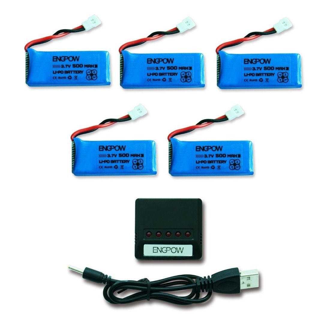 MEGA SALE ENGPOW 3.7v 500mah Lipo Battery with X5 Battery Charger for