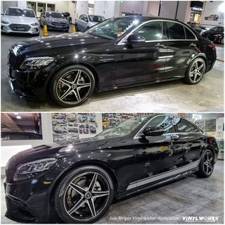 Mercedes Side Stripes Vinyl Sticker Application