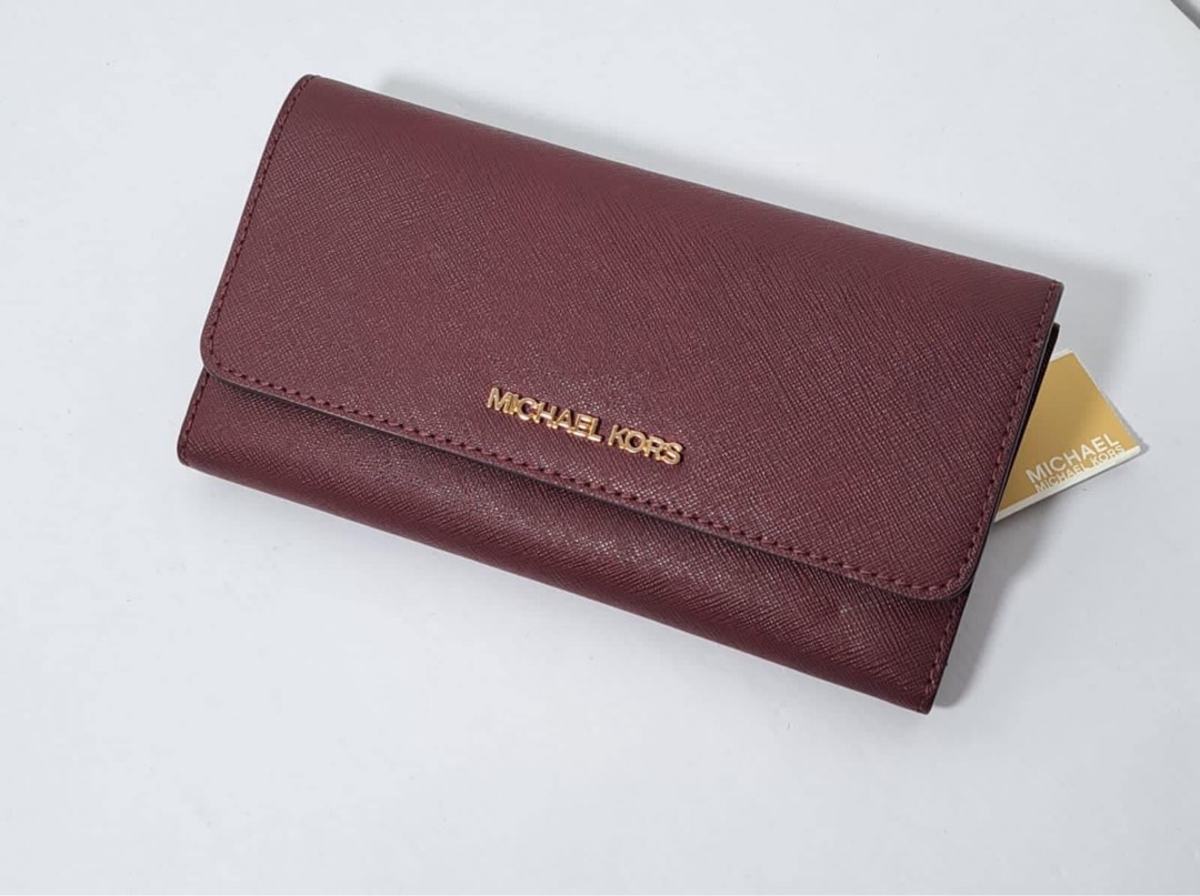 Michael kors large trifold merlot wallet Original, Women's Fashion, Bags & Wallets, Wallets