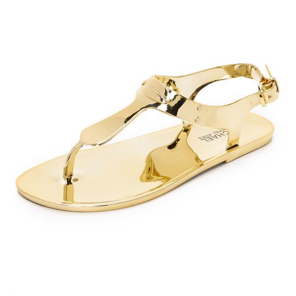 Michael Kors Metallic Gold Jelly Sandals, Women's Fashion, Footwear ...