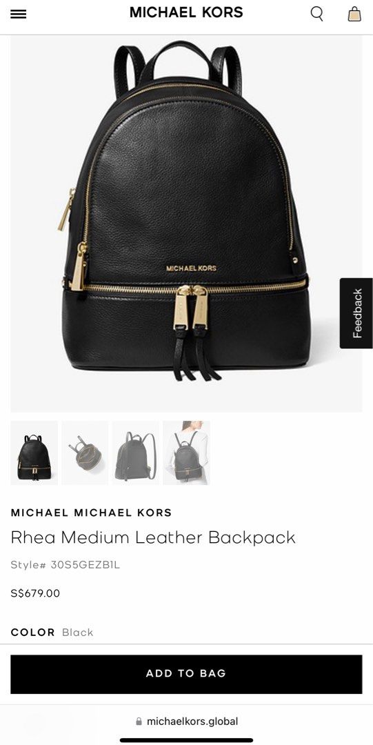 Michael Kors Rhea Medium Slim Leather Backpack Bag in Navy 30H6GEZB2L   PinkOrchardcom