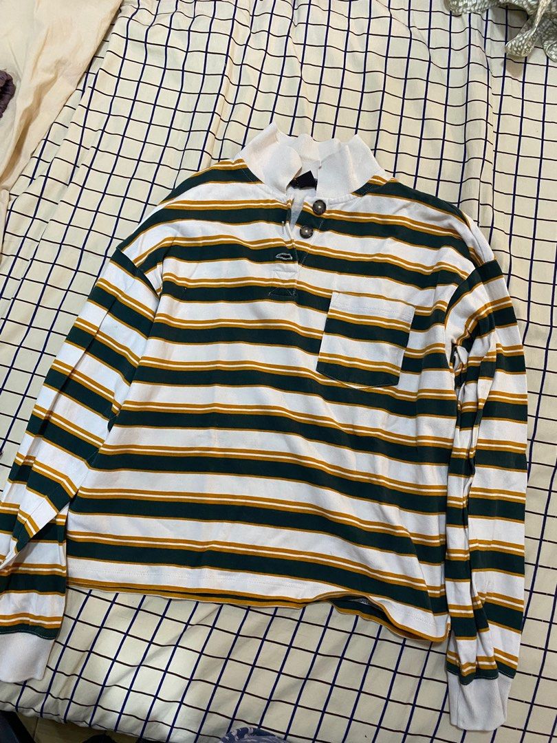 Striped collared sweatshirt sales
