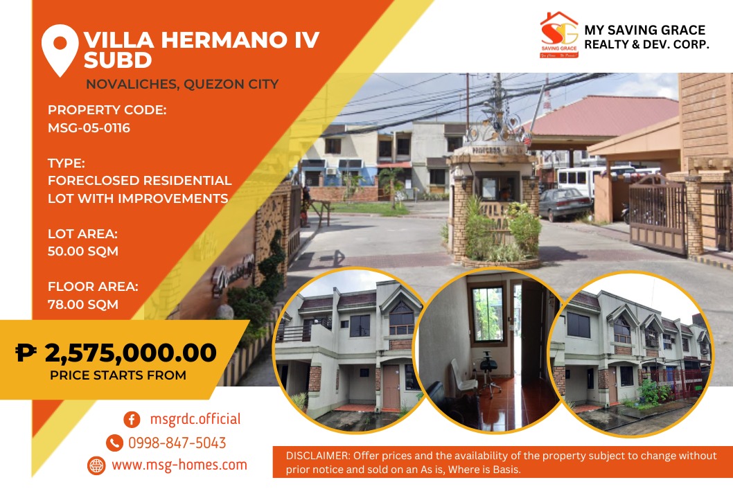 MSG050116 For Sale Residential Lot with Improvements in Villa