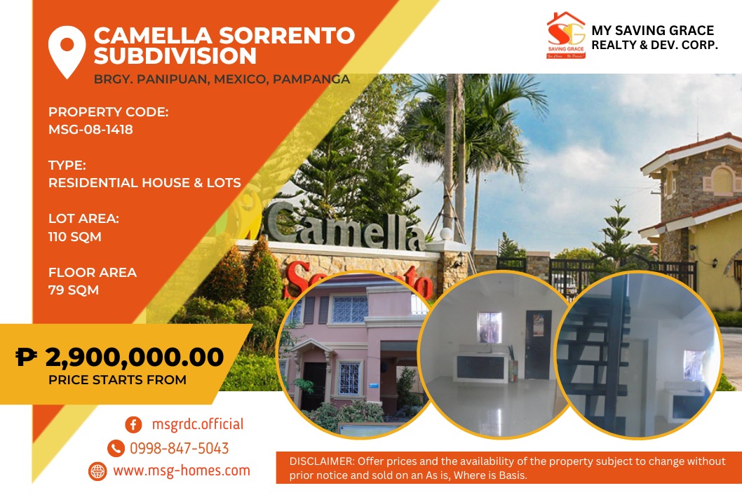 MSG081418 For Sale ResidentialHouse & Lot in Camella Sorrento Subd