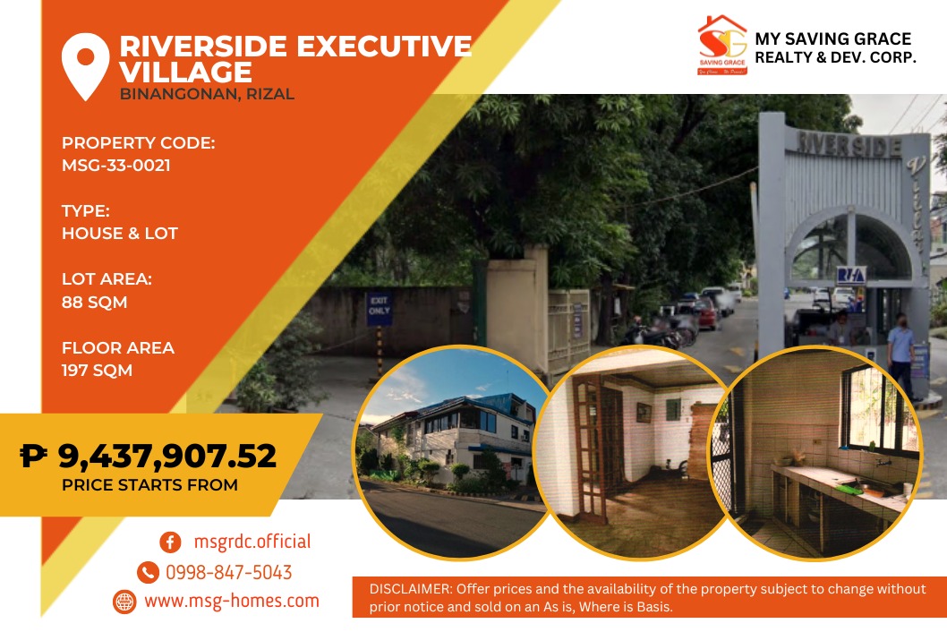 MSG330021 Riverside Executive Village, Pasig City FORECLOSED HOUSE