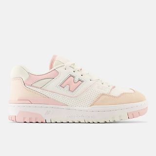 White and pink new balance shoes online