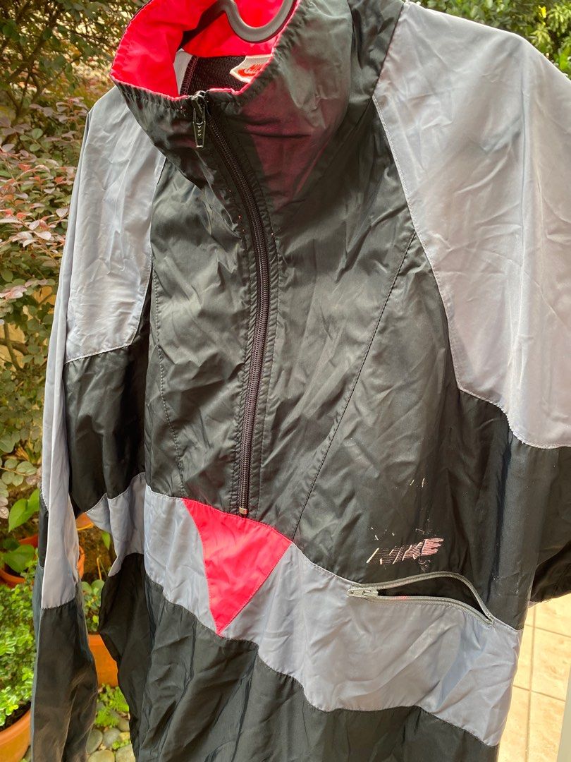 Nike vintage colorblock windbreaker neon black grey Size L Men s Fashion Coats Jackets and Outerwear on Carousell