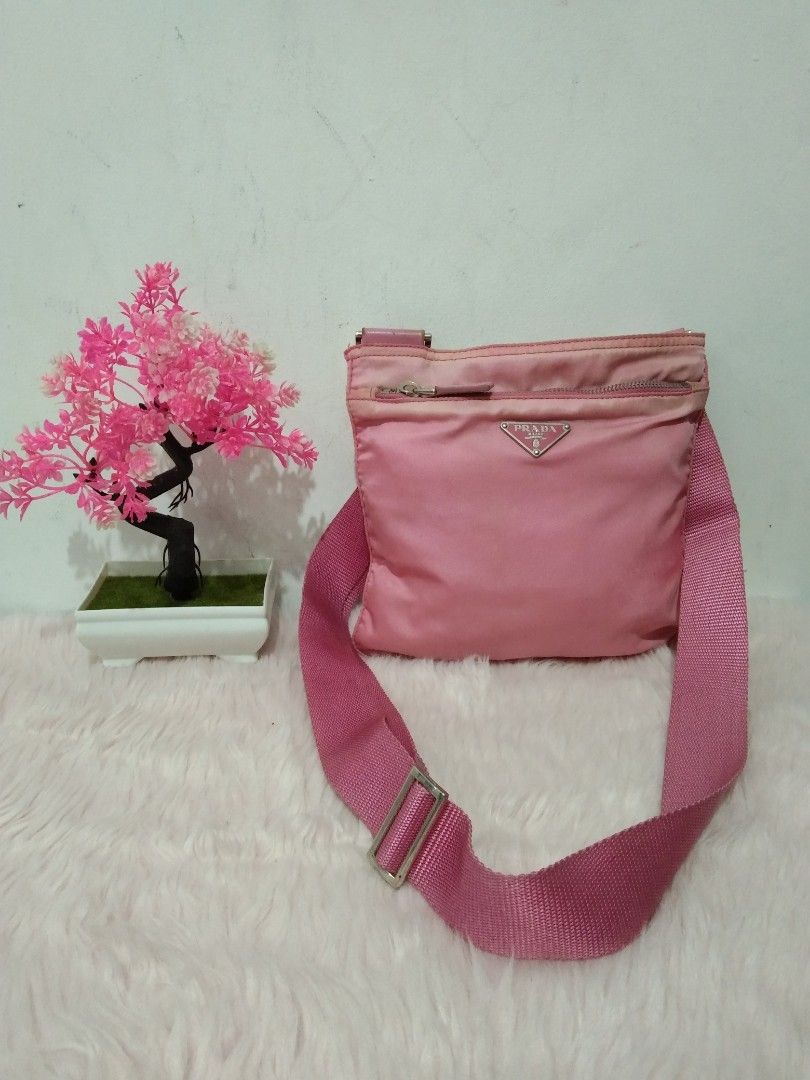 ORIG. PRADA PINK NYLON CROSSBODY BAG, Luxury, Bags & Wallets on Carousell