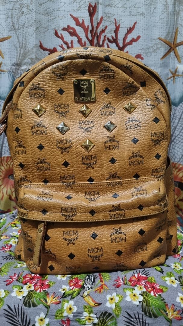 Mcm cognac backpack deals