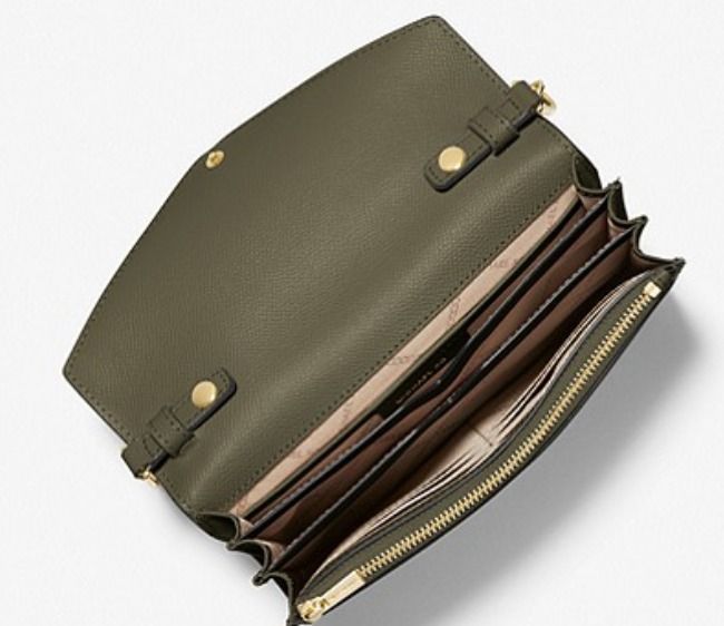 Preorder_MK Large Crossgrain Leather Smartphone Convertible Crossbody