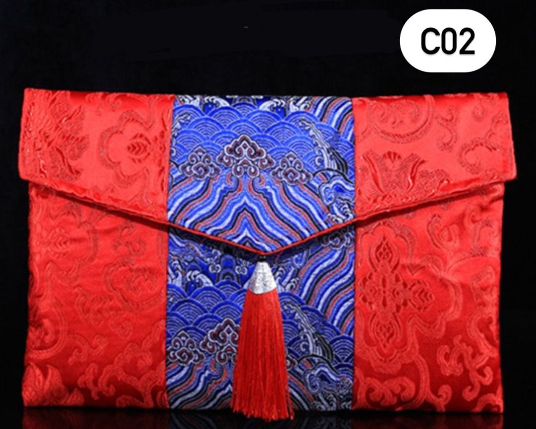 Red Envelope Wedding Chinese New Year Birthday Sealed Silk Brocade Envelope Bag Ang Bao H098