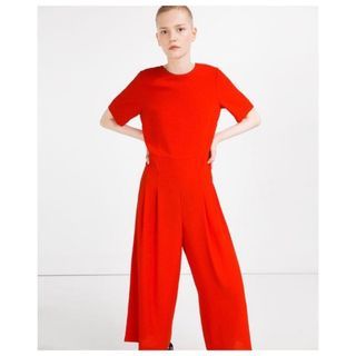 Red Culotte Jumpsuit Zara