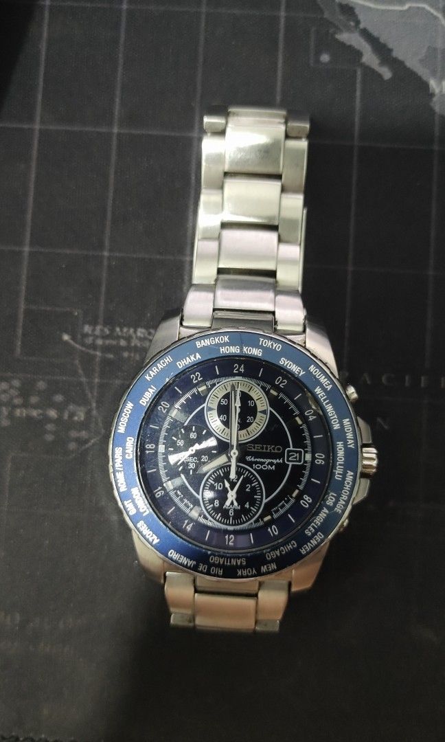 SEIKO CHRONOGRAPH WORLD TIME 7T62-0JH0, Men's Fashion, Watches &  Accessories, Watches on Carousell