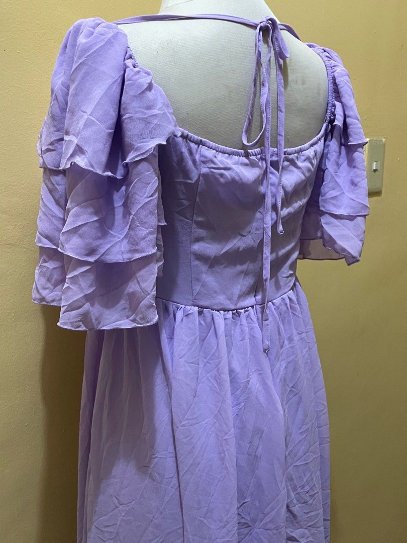 Shein curve pastel lavender chiffon dress plus size, Women's