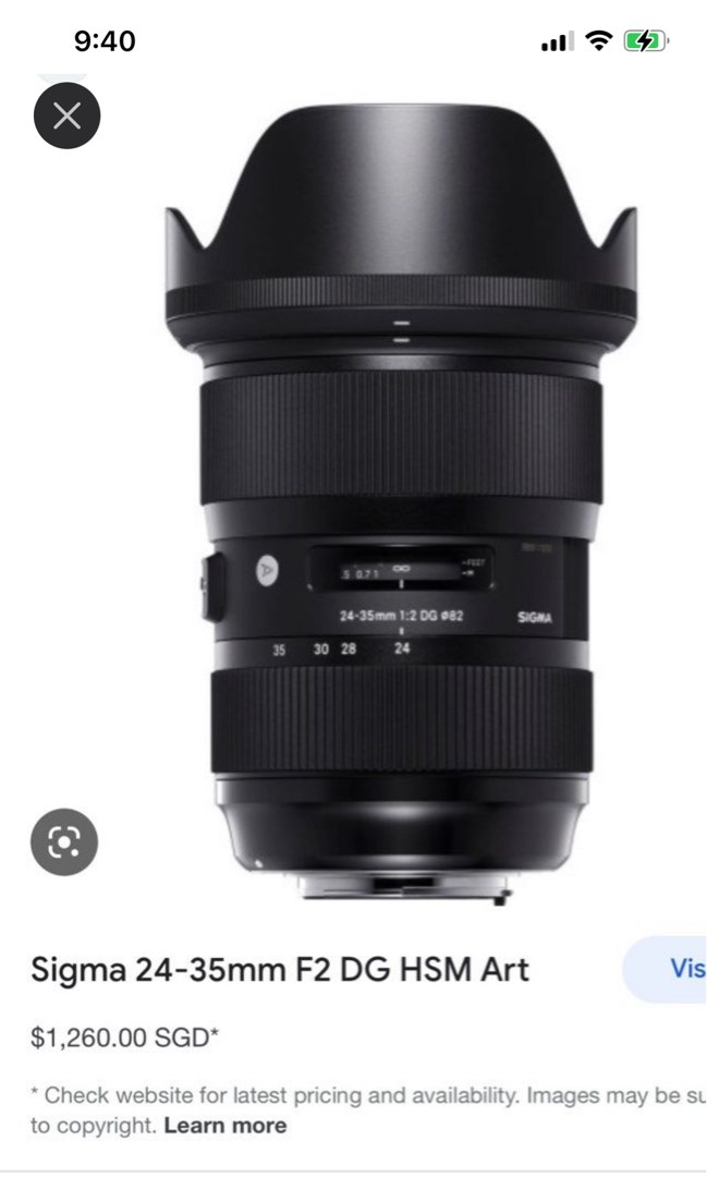 Sigma 24-35mm F2 (canon), Photography, Lens & Kits on Carousell