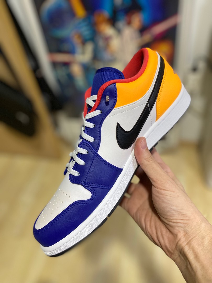 nike air jordan 1 blue brown yellow unisex basketball shoes