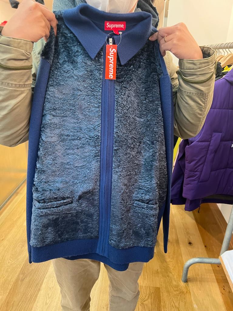 Supreme Faux fur zip up cardigan blue - ブルゾン