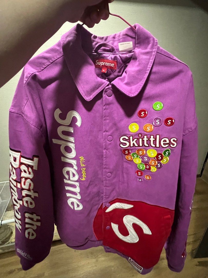 Supreme x Mitchell & Ness Skittles Varsity jacket