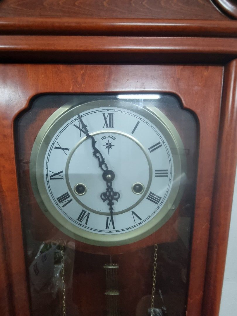 Tall Old polaris wall clock manual winding, Furniture & Home Living