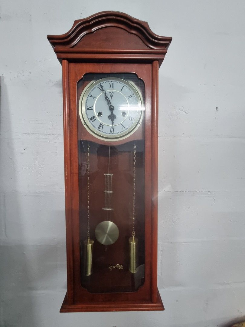 Tall Old polaris wall clock manual winding, Furniture & Home Living