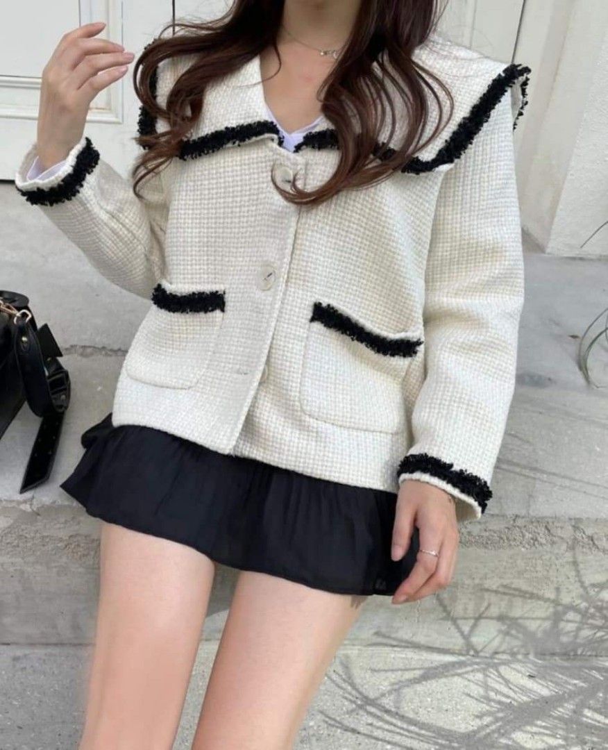 Tweed Sailor Collar Coat/Blazer, Women's Fashion, Coats, Jackets and