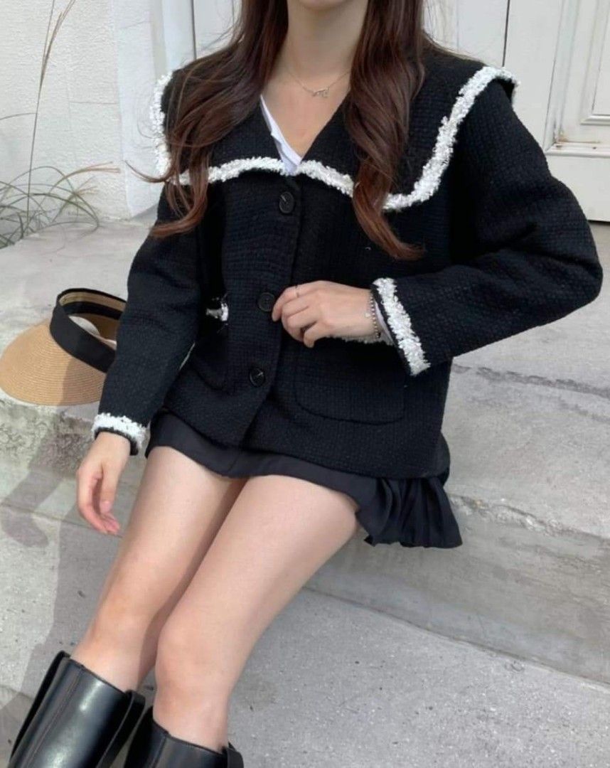 Sailor Collar Tweed Jacket