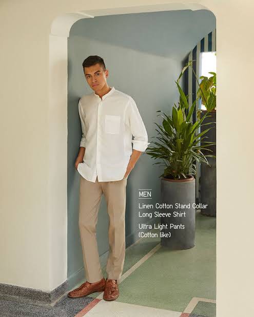 UNIQLO Linen Cotton Stand Collar Long sleeve Shirt, Men's Fashion, Tops &  Sets, Formal Shirts on Carousell