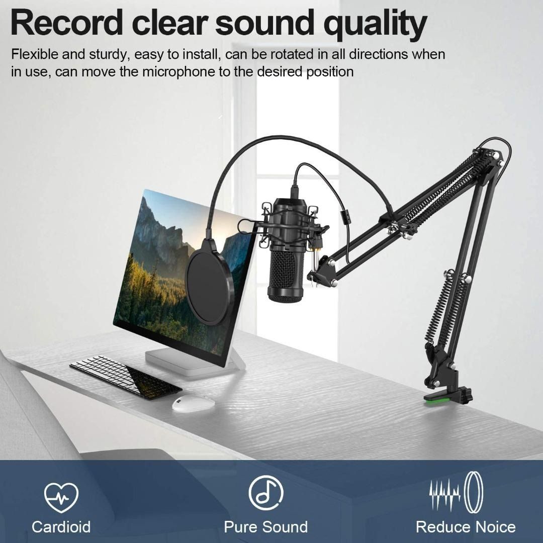 USB Condenser Microphone, Aokeo 192kHZ/24bit Professional PC Streaming