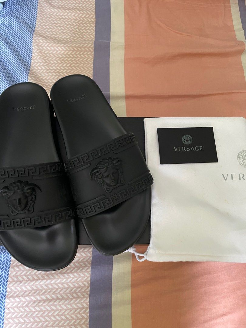 Versace Slides, Men's Fashion, Footwear, Flipflops and Slides on Carousell