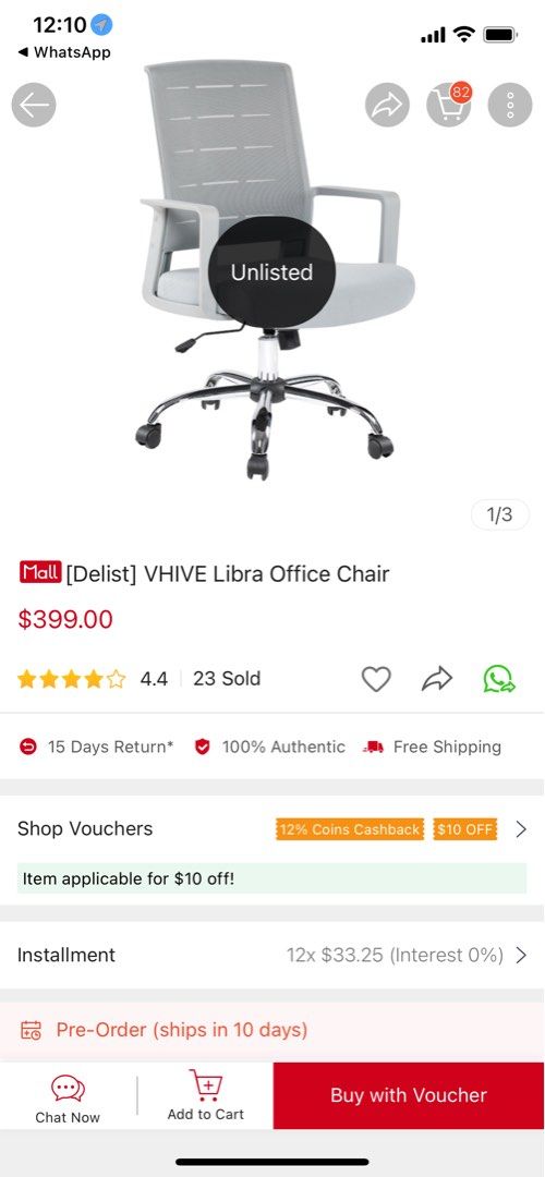 VHIVE Libra Office Chair (Grey), Furniture & Home Living, Furniture, Chairs on Carousell