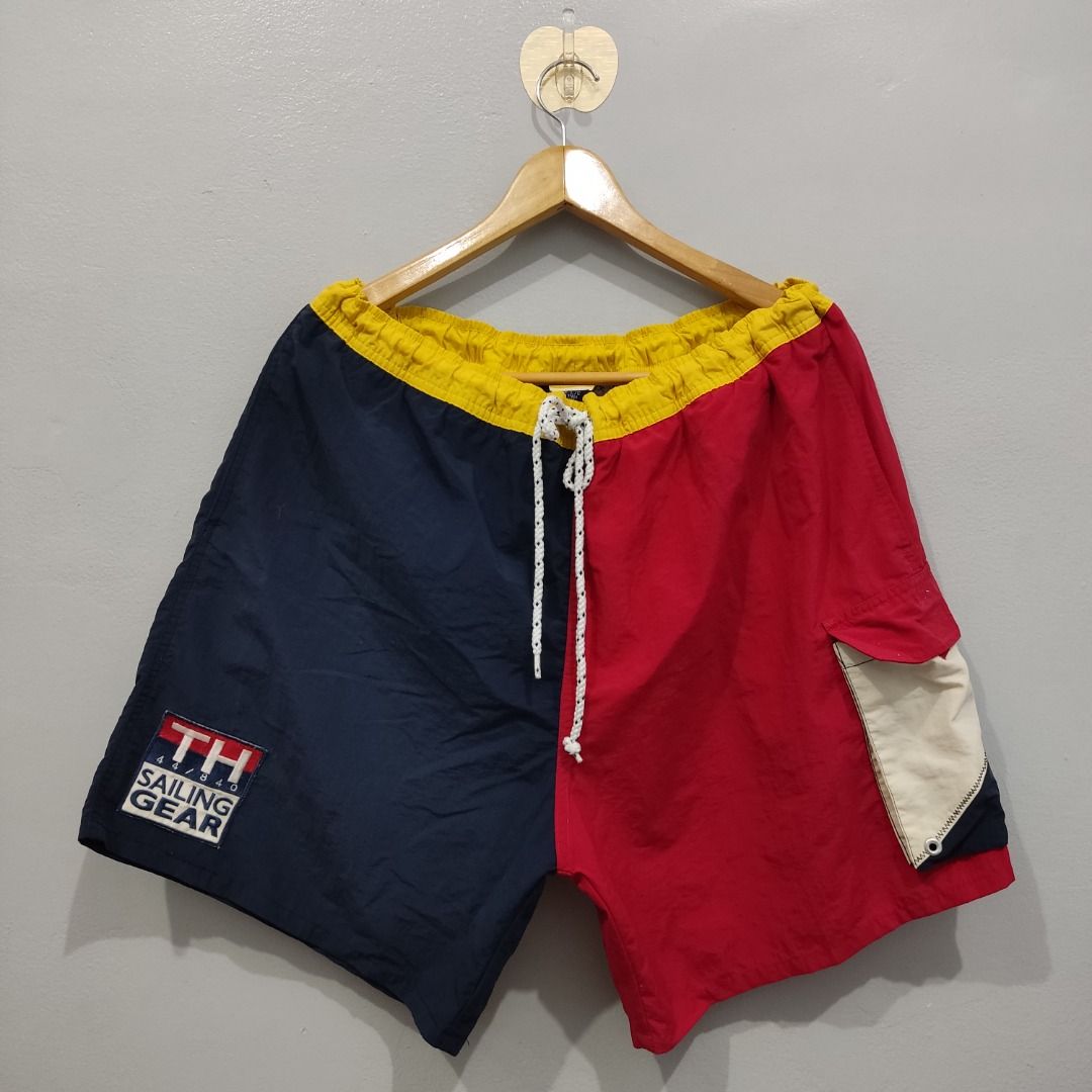 Vintage Hilfiger Patch Logo Multicolor Trunks Shorts, Fashion, Bottoms, Shorts on Carousell