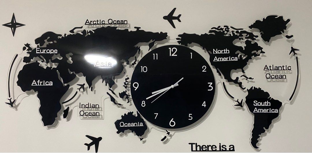 World Map Clock, Furniture & Home Living, Home Decor, Clocks on Carousell