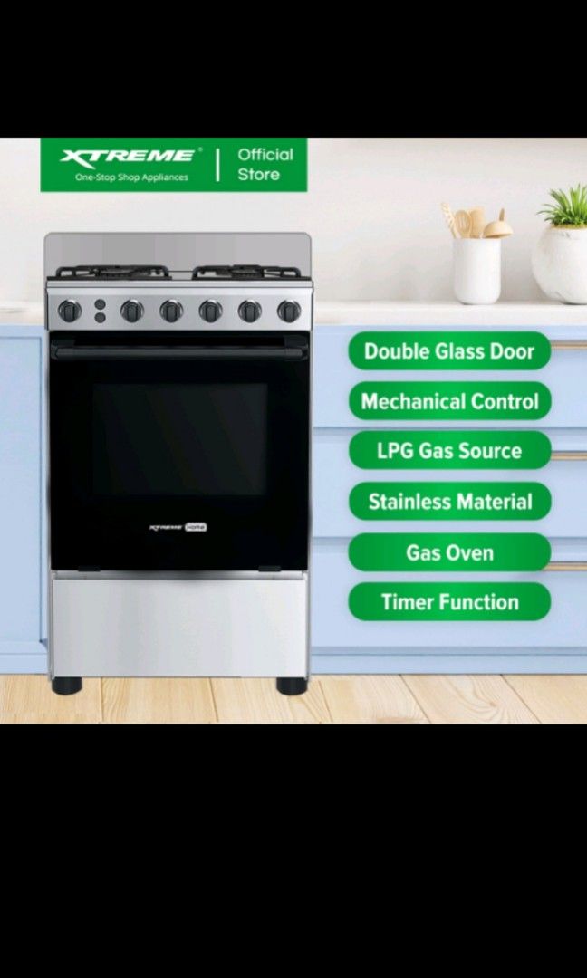 SALE !!Xtreme Gas range 4 burner 55L Oven Electric Ignition LPG, TV