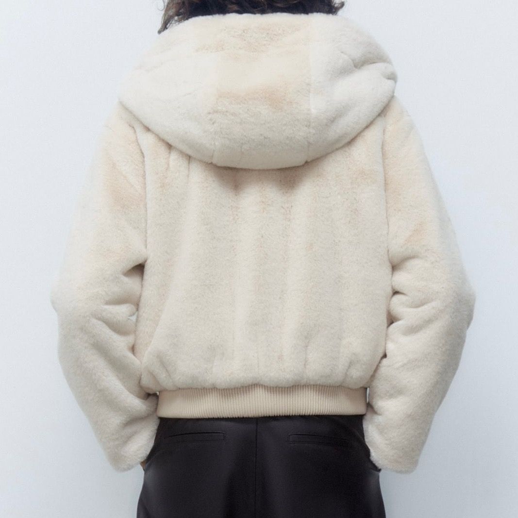 ZARA FAUX FUR HOODED JACKET