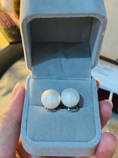 12.8mm Southsea Pearl Earrings 14k whitegold