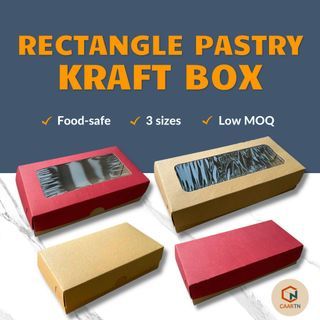 (3 sizes) Food Grade Kraft Rectangle Box for Pastries | Food | Cakes