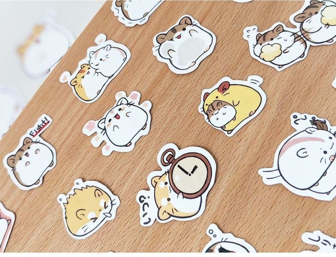 40 hamster stickers, cute sticker gift pack supplies, kawaii planner sticker  pack, animal pet lover card making supplies gift, Hobbies & Toys,  Stationery & Craft, Stationery & School Supplies on Carousell