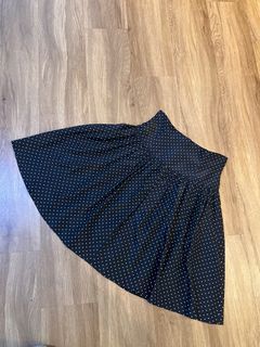 80s 90s Japanese vintage polkadot high waist gathered skirt