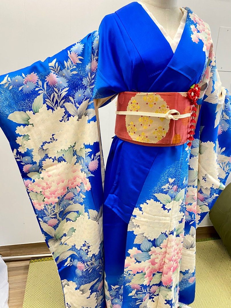 已售出展示品日本回流藍色大振袖和服, 女裝, 連身裙& 套裝, 傳統服飾