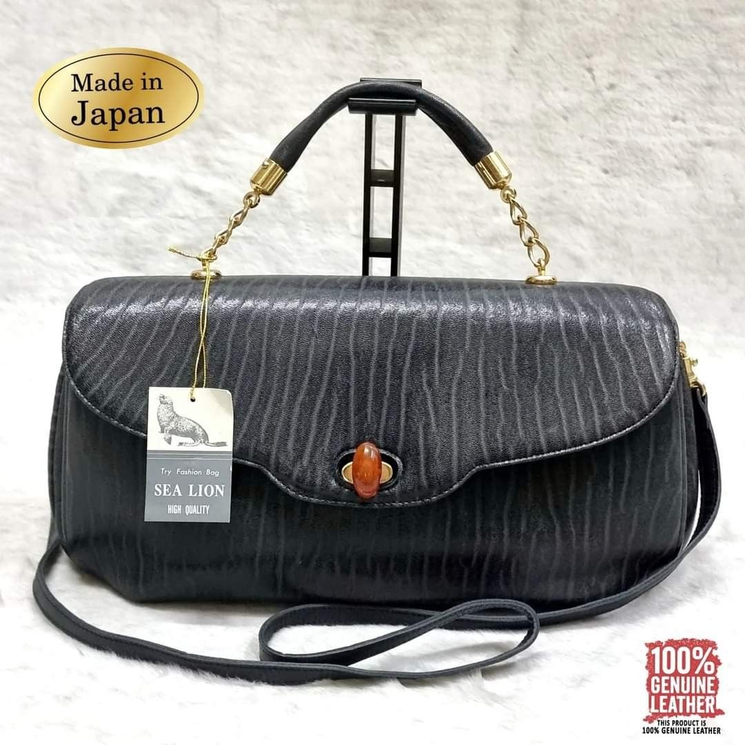 Genuine Sea-Lion Skin ハンドバッグ ブラック