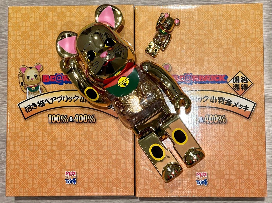 現貨」 BE@RBRICK BEARBRICK 招財貓小判金千萬兩400% + 100%, 興趣及