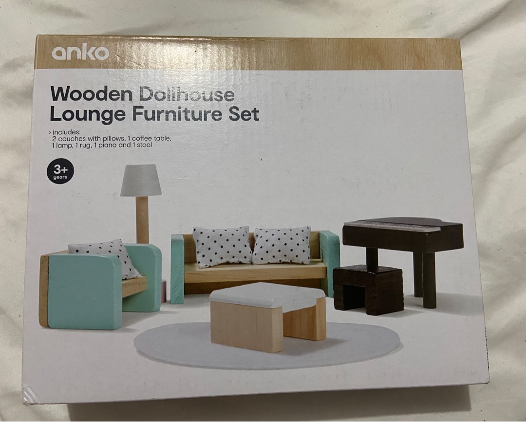 Anko Wooden Dollhouse Lounge Furniture Set, Hobbies & Toys, Toys & Games on Carousell