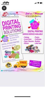 BEST RATE IN Town Various Printing Service at Direct Factory Price - Flyer Printing , Namecard , Sticker , Menu , Wedding Invite 