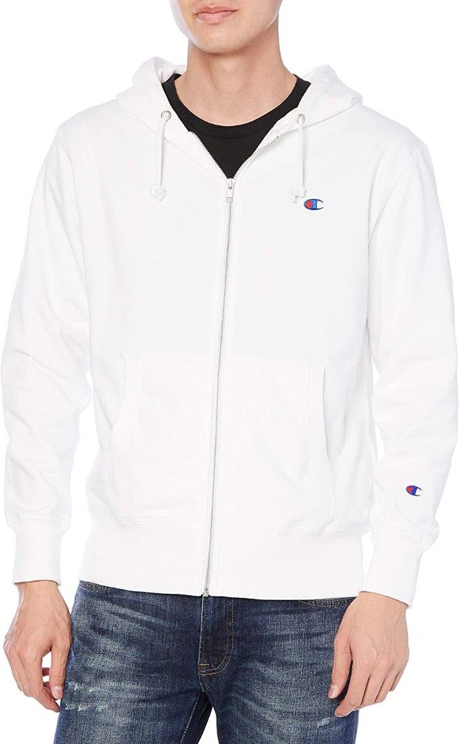 White champion hoodie small logo top