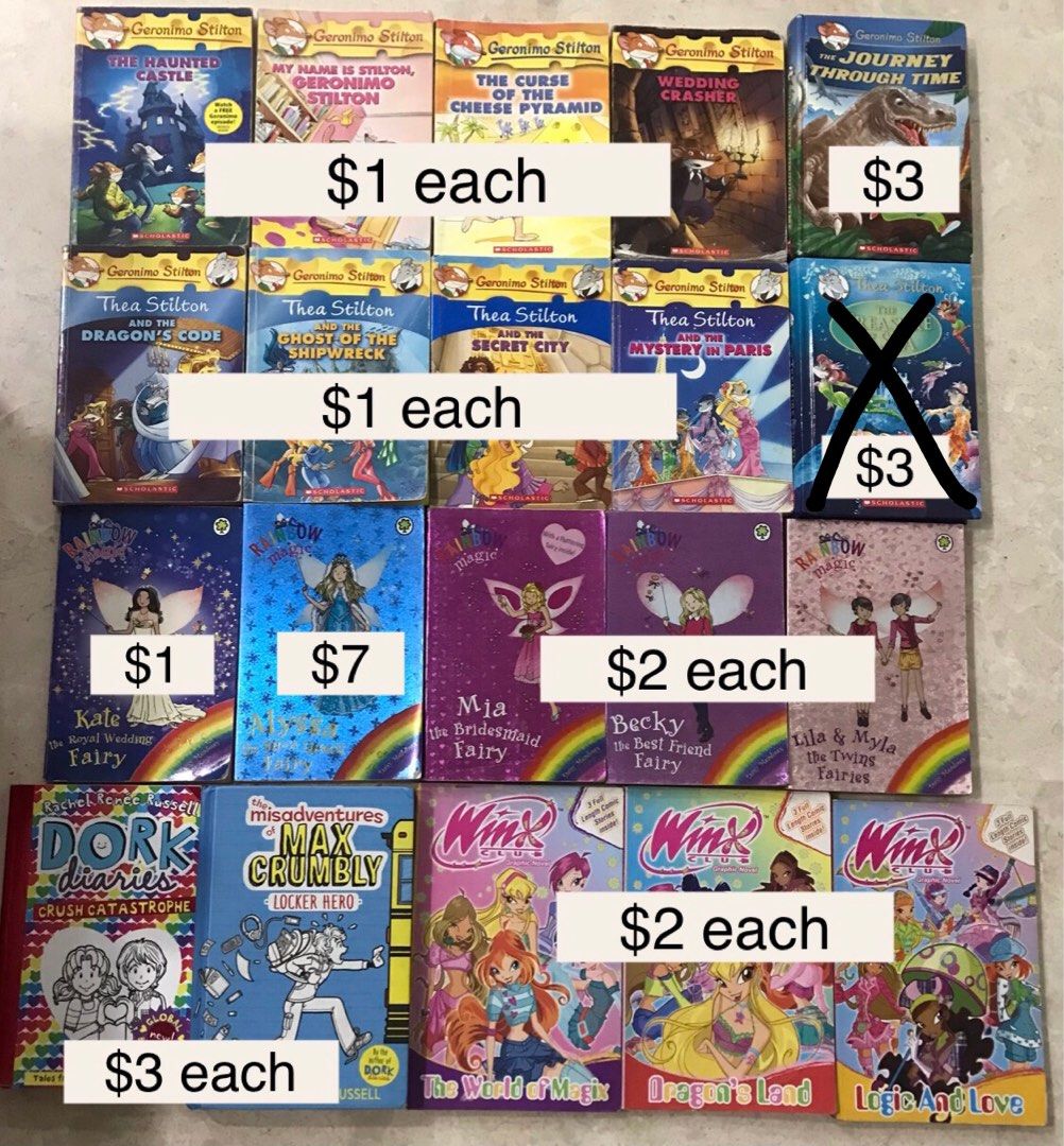 Candy jem, the prince series, dork diaries, rainbow magic, x-venture ...